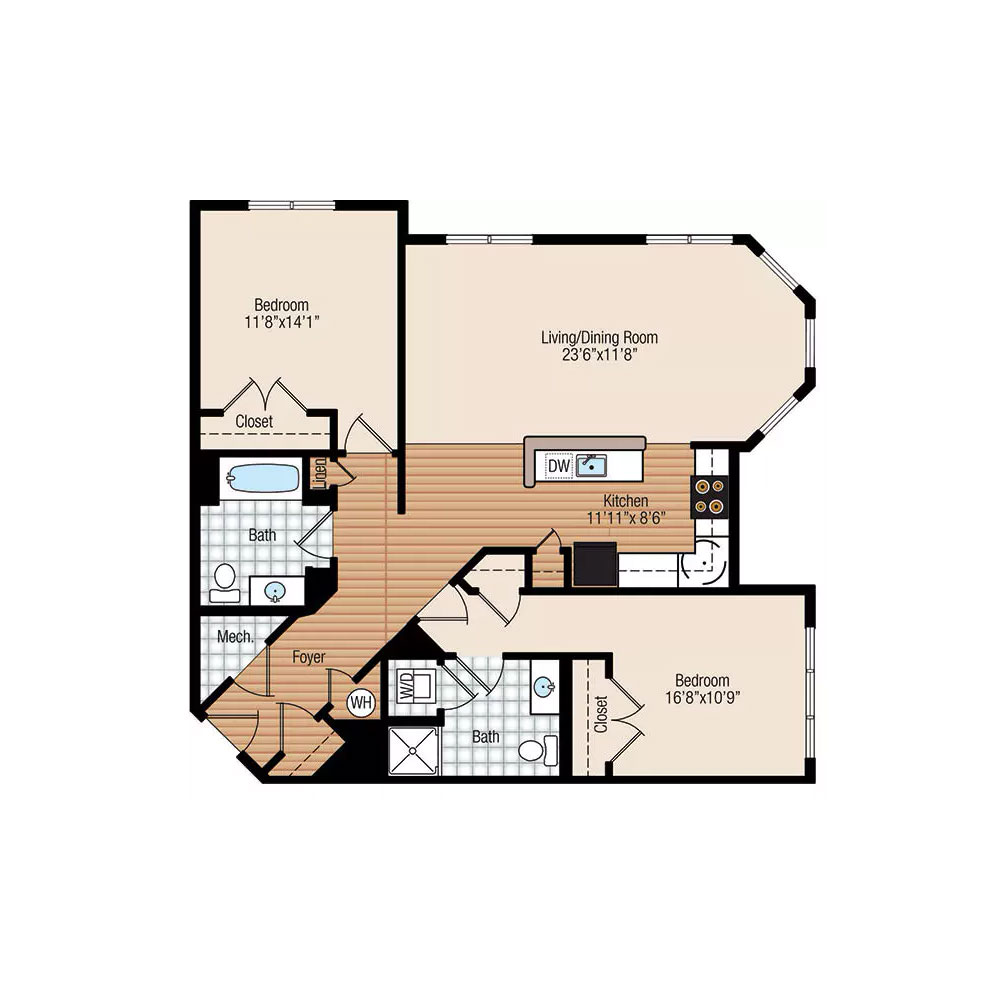 Aster 2 Bedroom | 2 Bath 1,133 sq ft $Call For Pricing