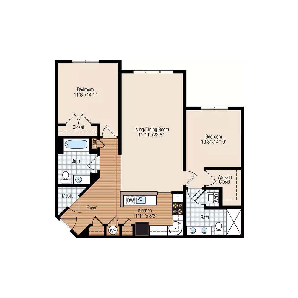 Cypress 2 Bedroom | 2 Bath 1,092 sq ft $Call For Pricing