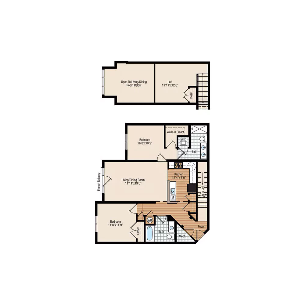 Monarch 2 Bedroom | 2 Bathroom 1,277 sq ft $Call For Pricing