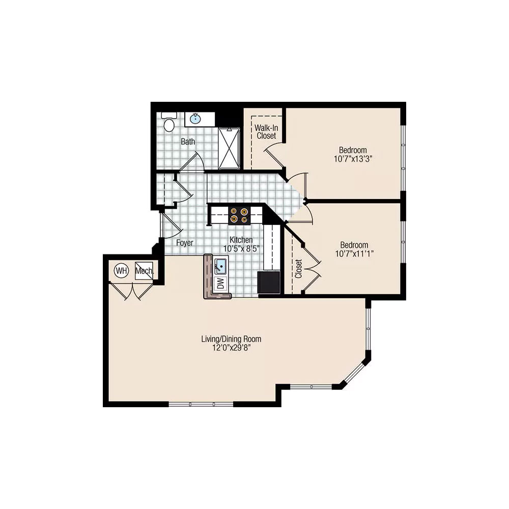 Thistle 2 Bedroom | 1 Bathroom 881 sq ft $Call For Pricing