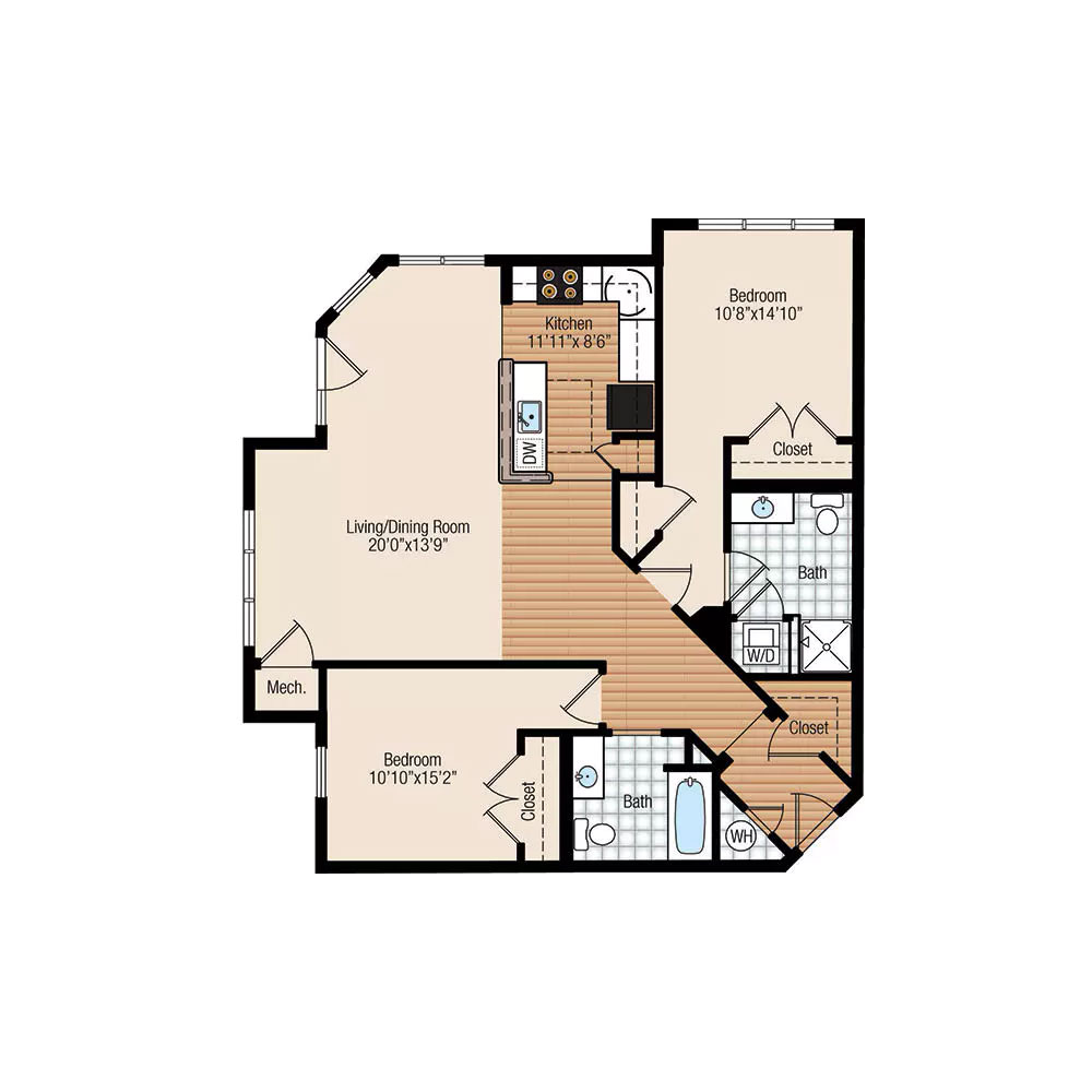 Willow 2 Bedroom | 2 Bathroom 1,092 sq ft $Call For Pricing