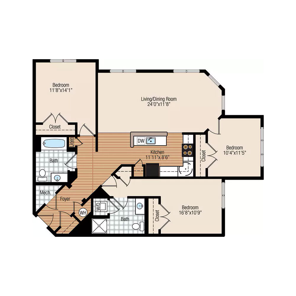 Zinnia 3 Bedroom | 2 Bathroom 1,286 sq ft $Call For Pricing